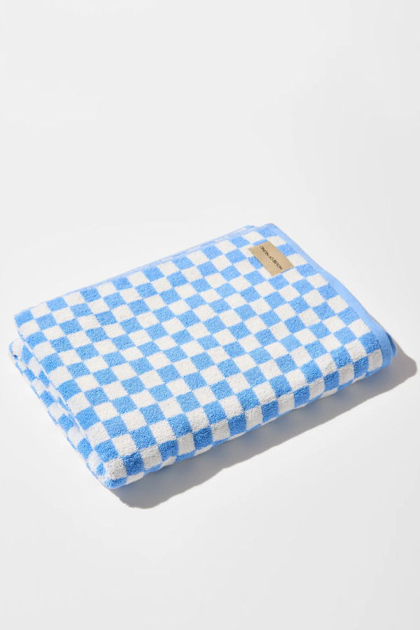 House Of Nunu Bath Towel - Sky Blue Checks