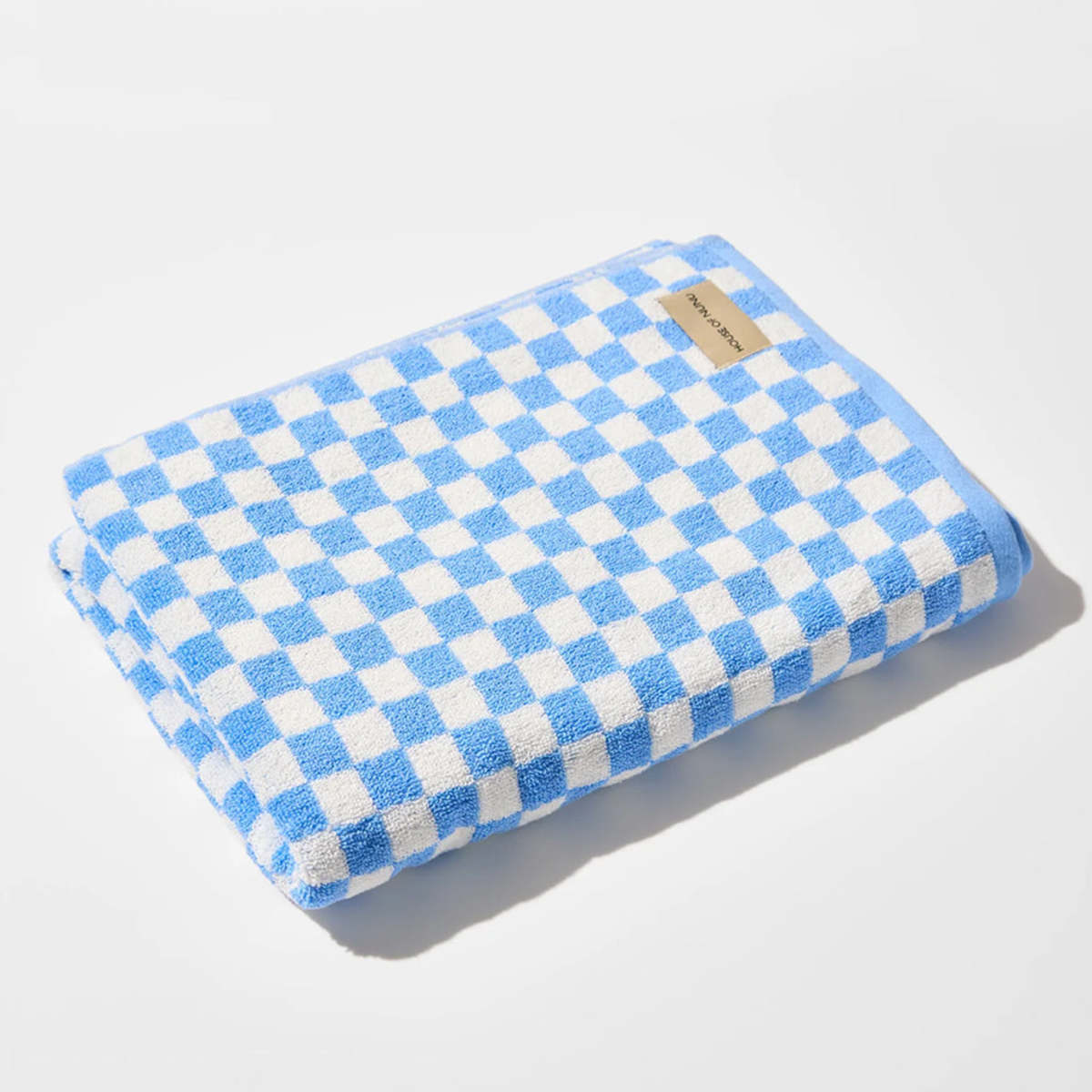 House Of Nunu Bath Towel - Sky Blue Checks - Image 1 of 2