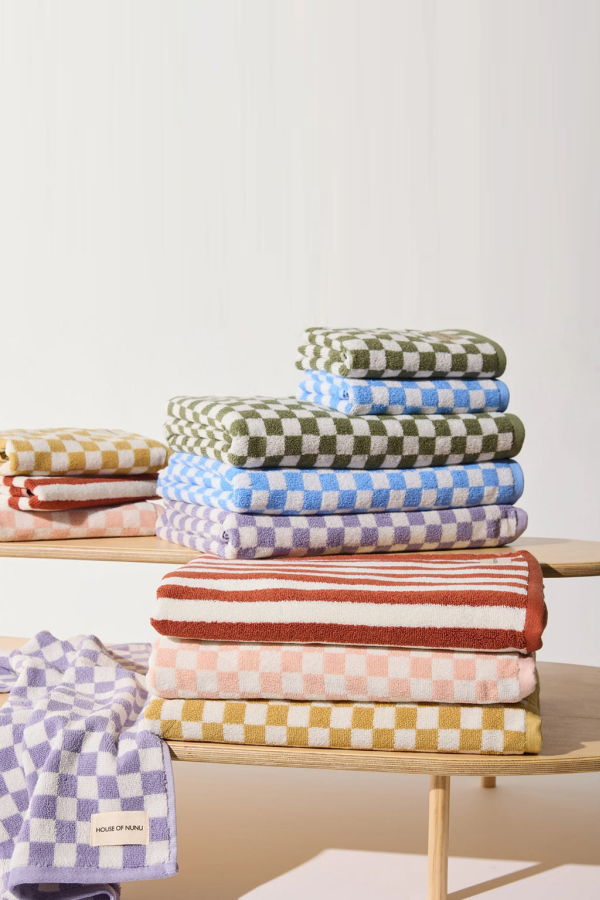 House Of Nunu Bath Towel - Sky Blue Checks