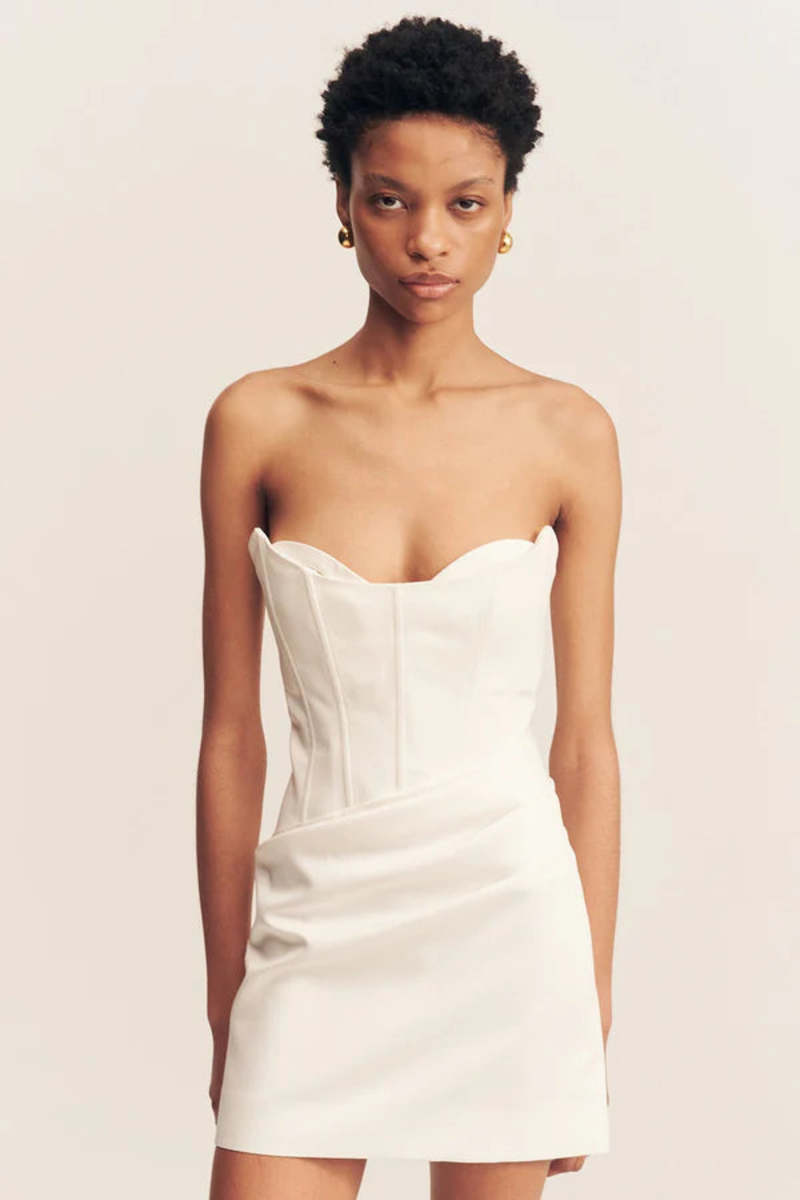 oakley strapless draped mini dress Shona Joy Oakley Strapless Draped Mini Dress in White