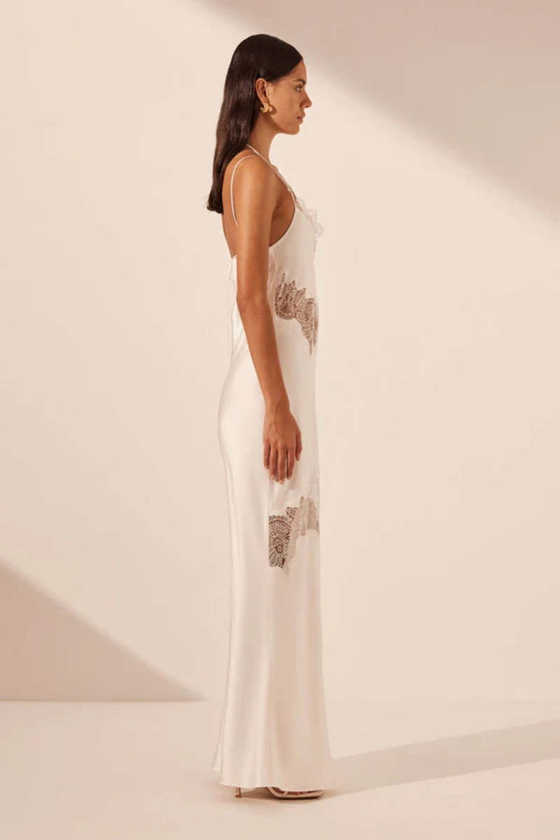Shona Joy Stratus Lace Panelled Maxi Dress - Ivory | Garmentory Shona Joy Stratus Lace Panelled Maxi Dress - Ivory | Garmentory