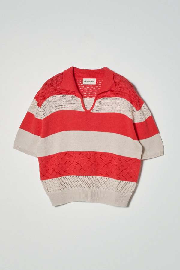 Atelier Delphine Openwork Knit Polo Top Atelier Delphine Openwork Knit Polo Top