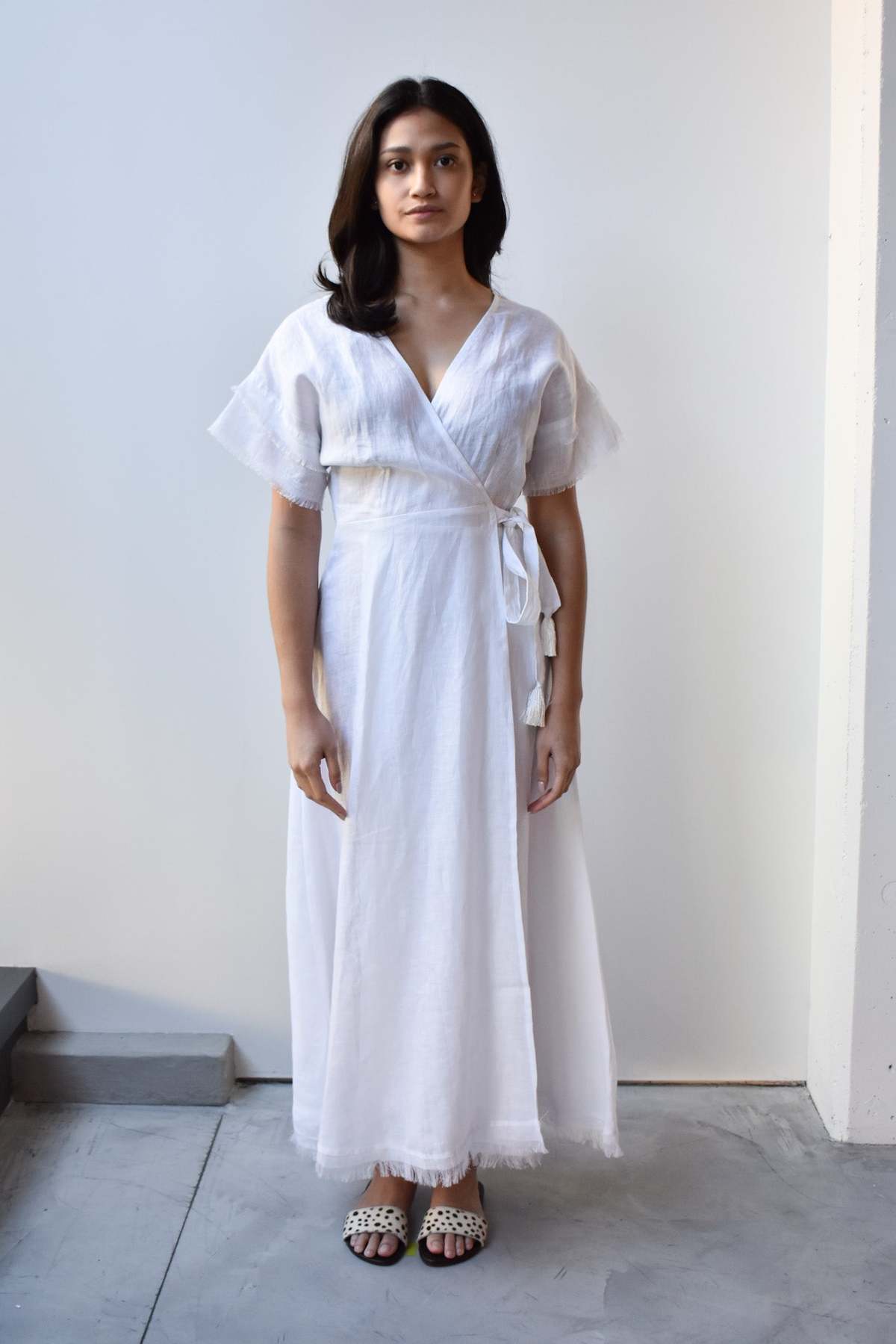at Dawn. Linen Maxi Dolman Wrap Dress | Garmentory