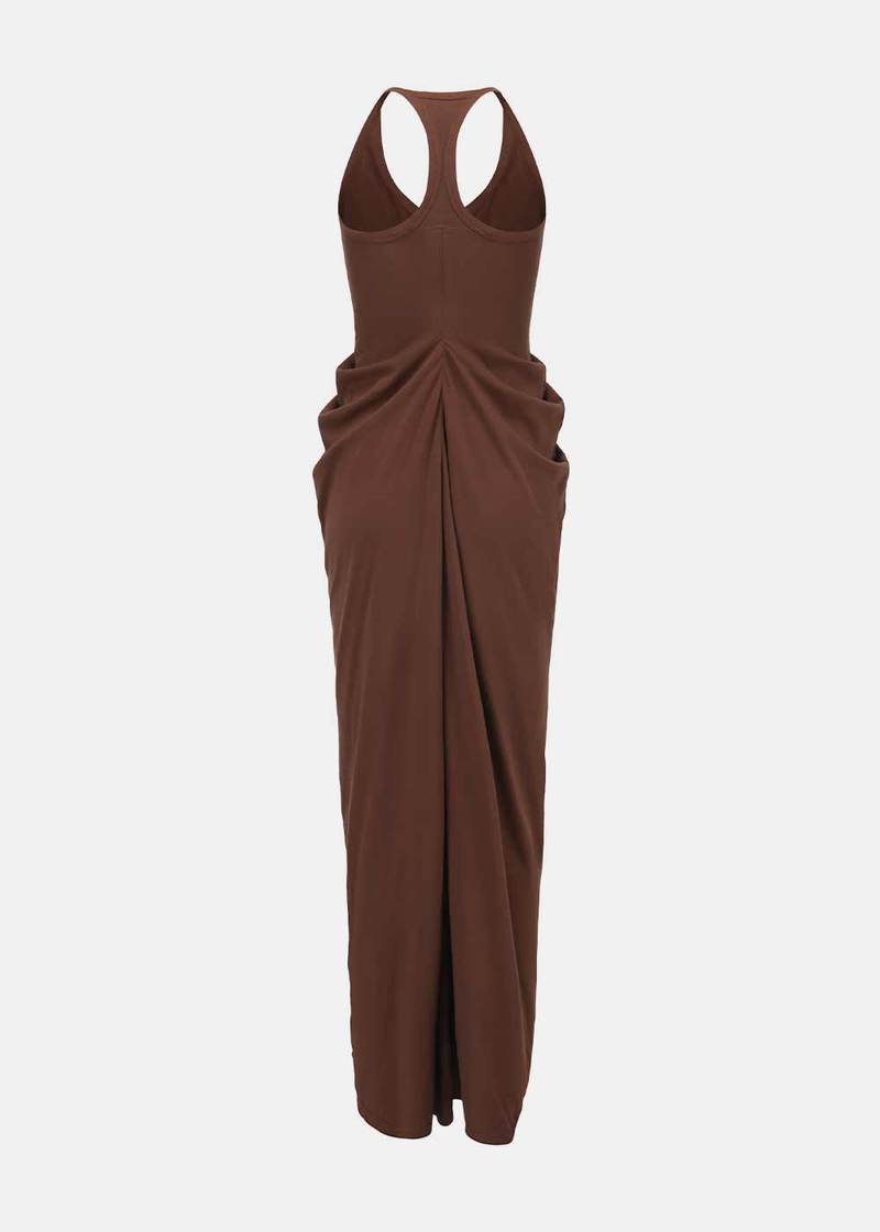 Oude Waag Draped Long Dress - Reddish Brown | Garmentory