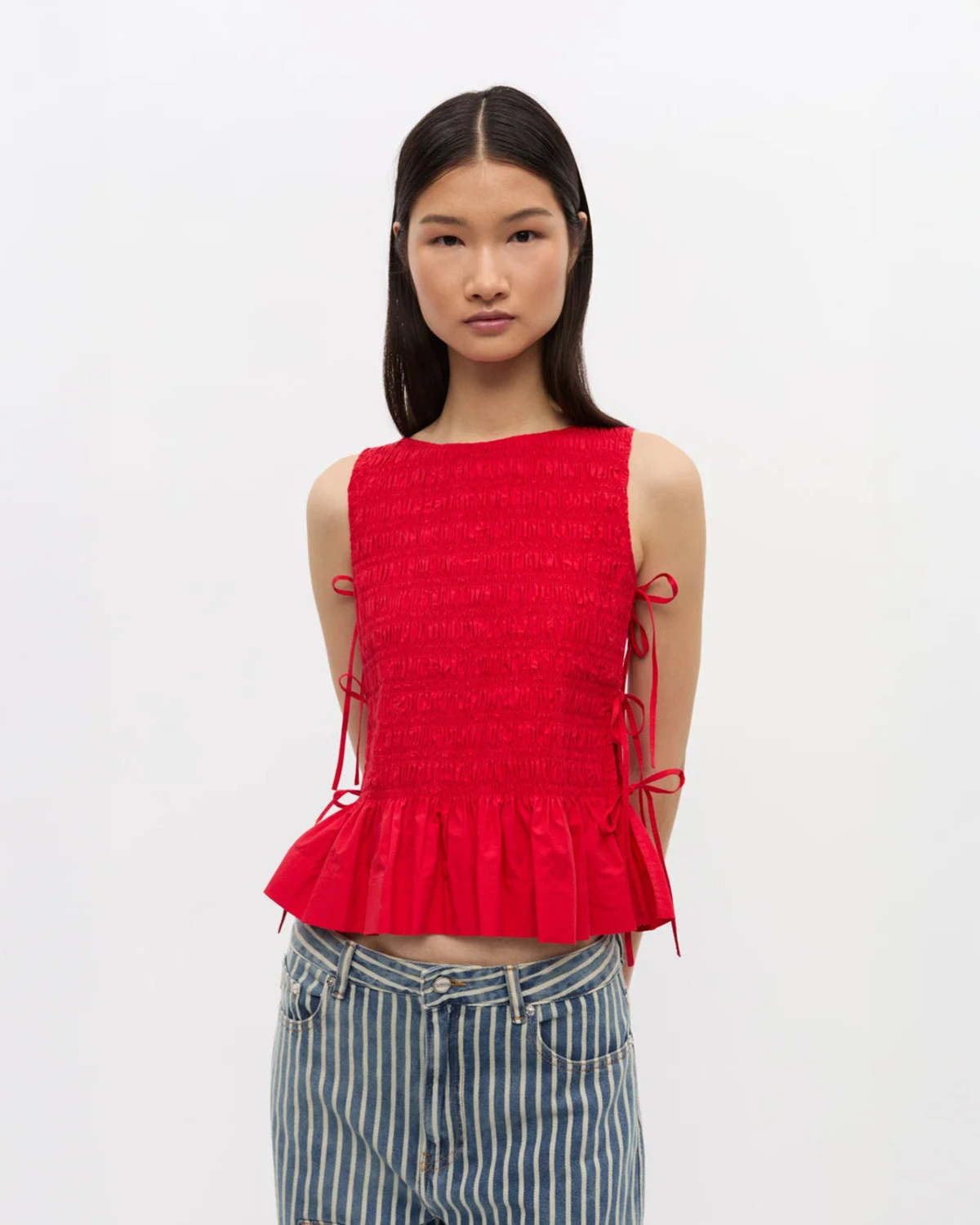 【送料&関税込】Ganni Fuchsia Cotton Top Ganni Seersucker Check Smock Top - Orchid Blossom | Garmentory