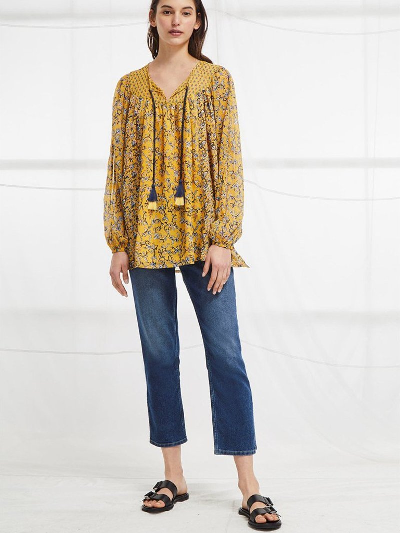 savana sheer midi folk dress from french connection French Connection Savana Sheer Folk Top