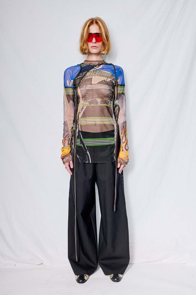 Ottolinger Polo Print Mesh Deconstructed Longsleeve Top