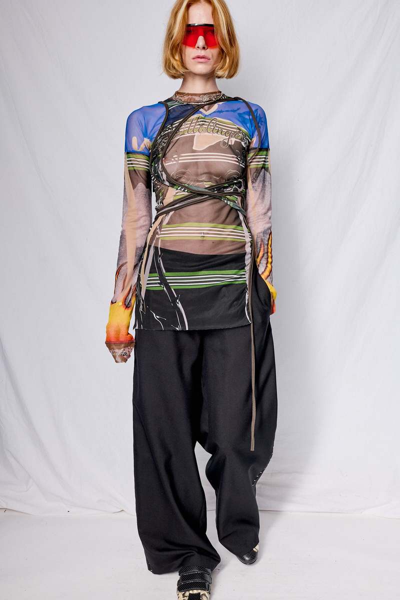 Ottolinger Polo Print Mesh Deconstructed Longsleeve Top