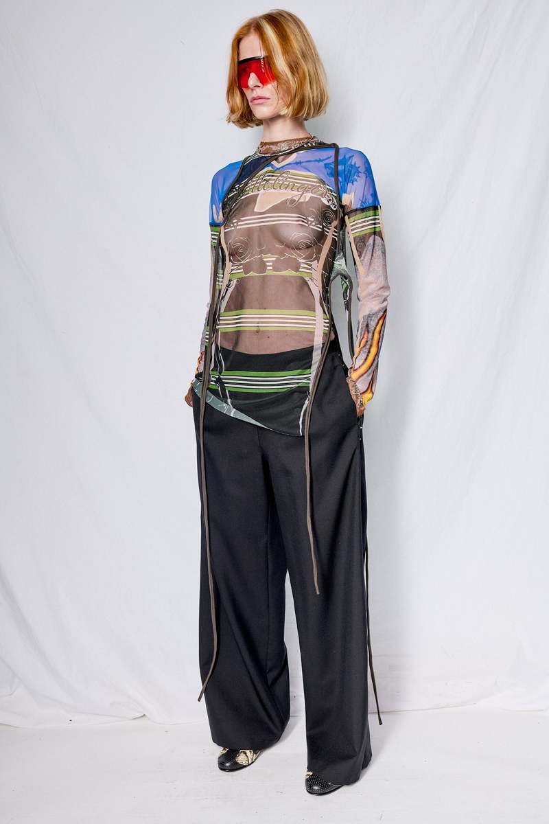 Ottolinger Polo Print Mesh Deconstructed Longsleeve Top