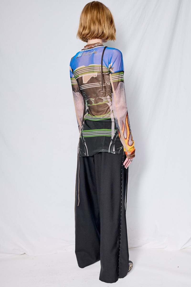 Ottolinger Polo Print Mesh Deconstructed Longsleeve Top
