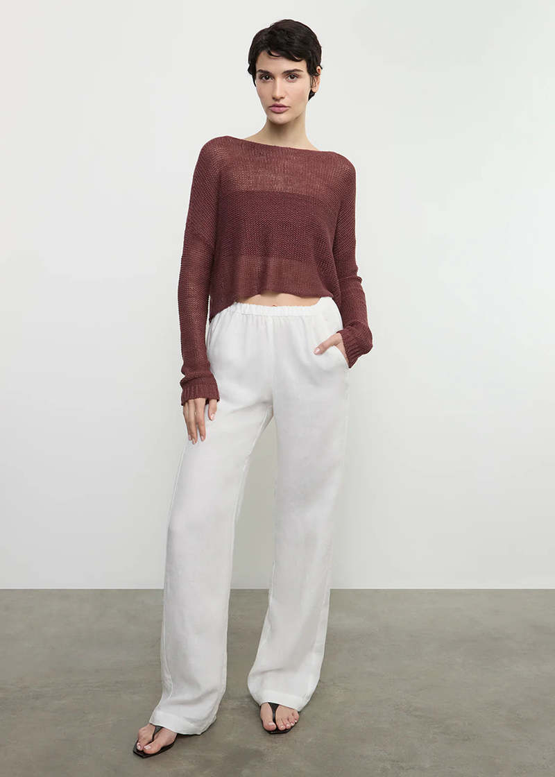 Enza Costa Linen Open Knit Bateau Sweater Enza Costa Linen Open Knit Bateau Sweater