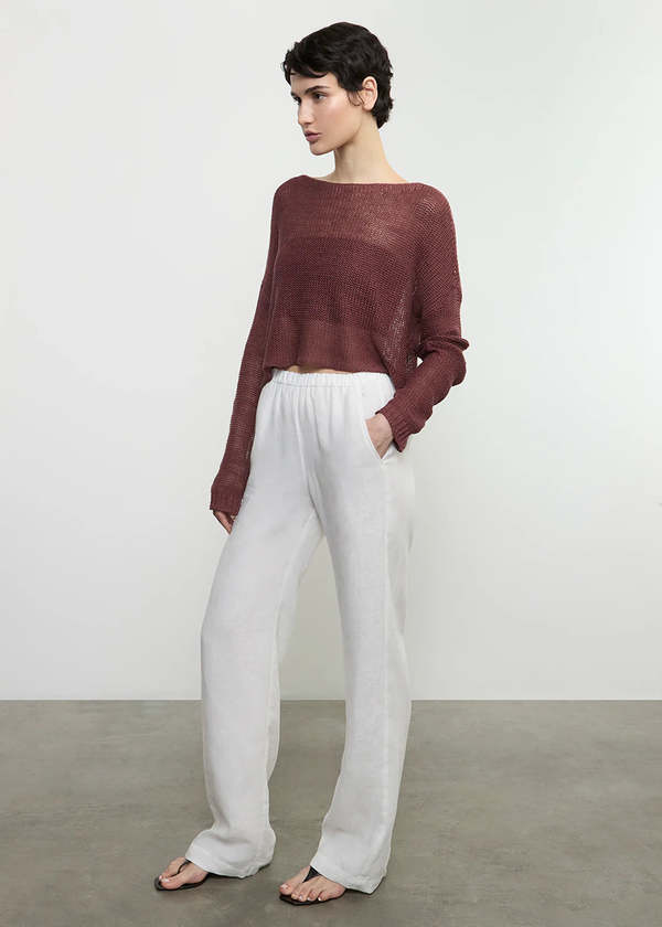 Enza Costa Linen Open Knit Bateau Sweater Enza Costa Linen Open Knit Bateau Sweater
