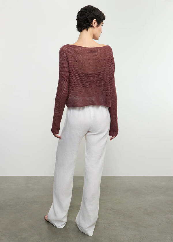 Enza Costa Linen Open Knit Bateau Sweater Enza Costa Linen Open Knit Bateau Sweater