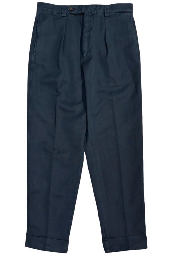 Fresh Camogli Pleated Cotton Chino Pants - Navy
