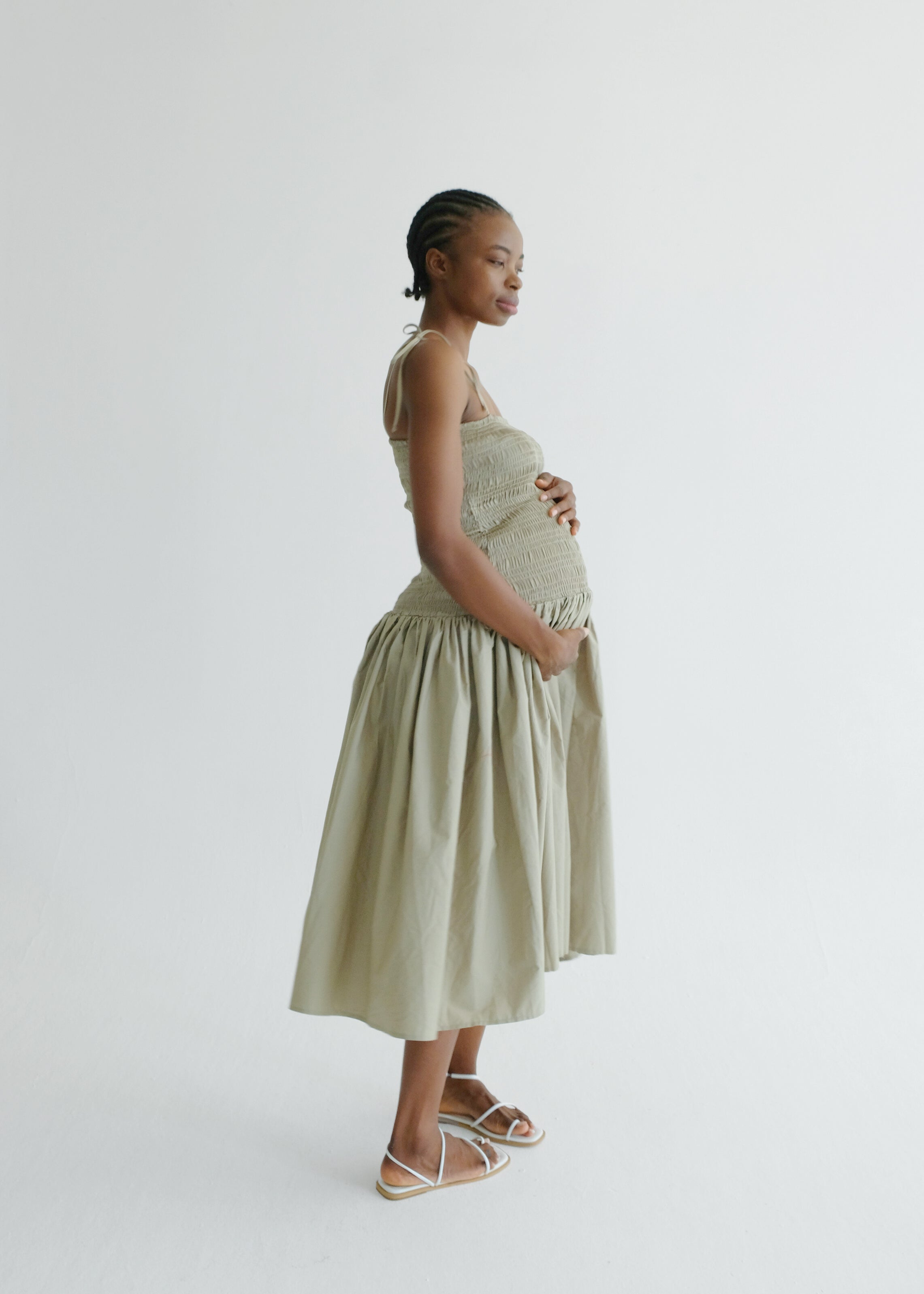 sachin and babi light blue dress Brown Shimmer Mesh Long Sleeve Ruched Maternity Midi Dress  The Prissy  Pelican