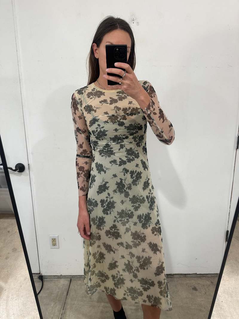 Ali Golden Mesh Fitted Long Sleeve Dress | Garmentory