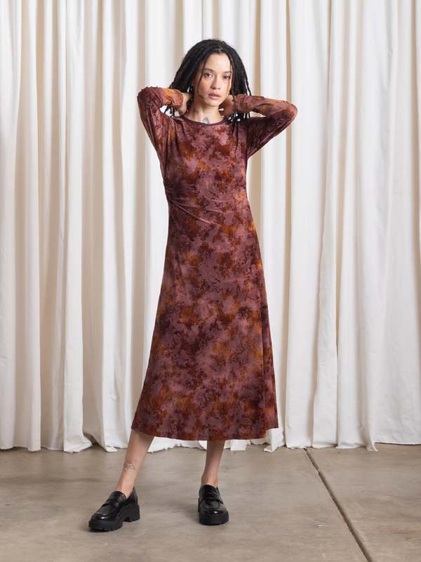 ali golden mesh dress PLEATED MESH DRESS main image 1