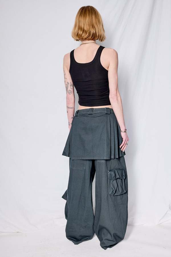 Collina Strada Black Flower Drip Lawn Skirt Cargo Pant | Garmentory
