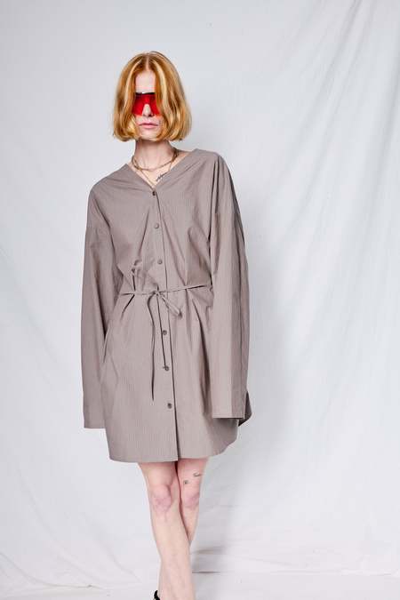 【AMOMENTO】24fw MOHAIR SHEER KNIT DRESS Sheer Long Dress in Grey