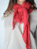Botto Giuseppe Deep Persimmon Diamond Classic Knit Cashmere Scarf - Deep Persimmon  - Thumbnail 2