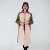London Atelier Byproduct Patchwork Color Block Quilt Long Jacket - Beige/Khaki - Thumbnail 2