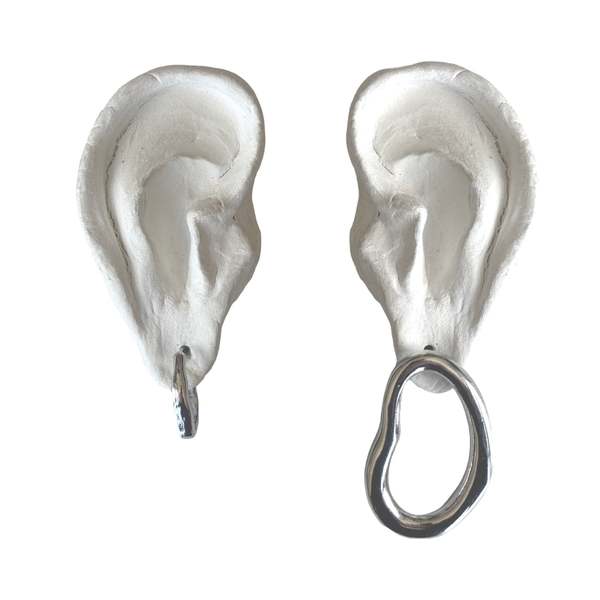 London Atelier Byproduct Minimalist Asymmetric Hoop Earrings - Silver
