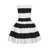 London Atelier Byproduct Wide Stripes Smocked Mini Strapless Dress - Thumbnail 1