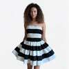 London Atelier Byproduct Wide Stripes Smocked Mini Strapless Dress - Thumbnail 2