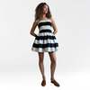 London Atelier Byproduct Wide Stripes Smocked Mini Strapless Dress - Thumbnail 5