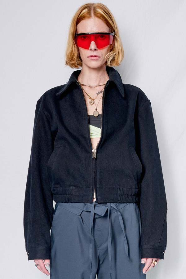 Assembly Black Denim Crop Zip Jacket