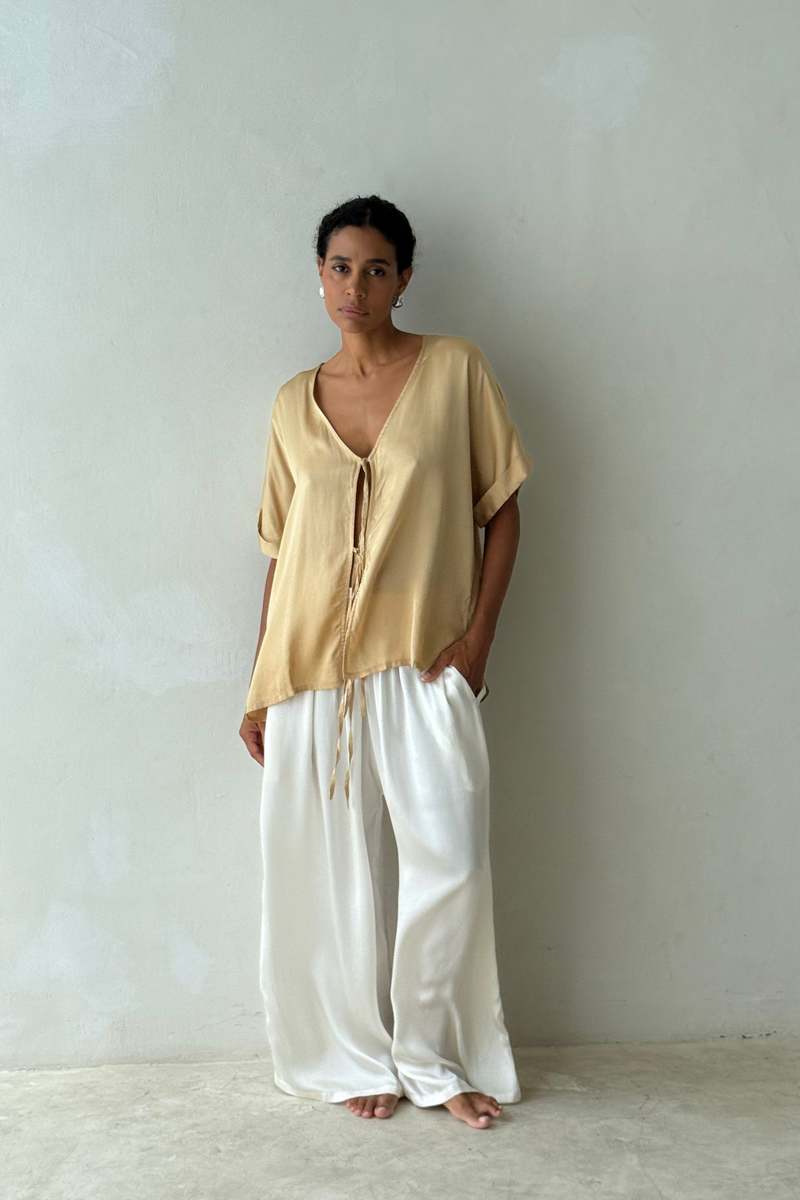 BAHHGOOSE Wov Tie Top