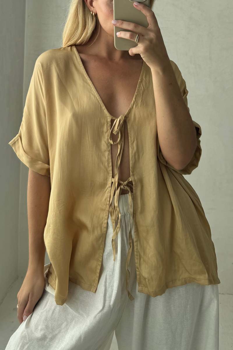 BAHHGOOSE Wov Tie Top