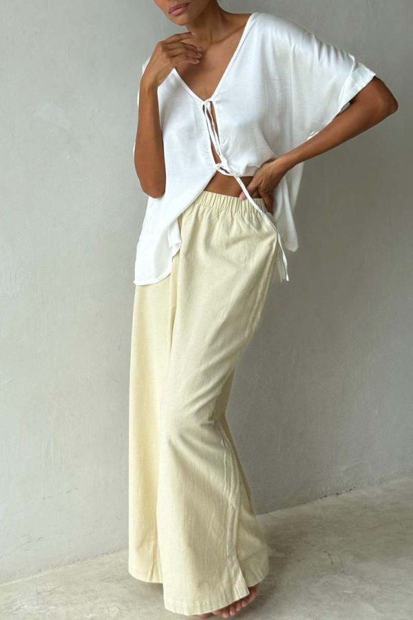 BAHHGOOSE Wov Tie Top