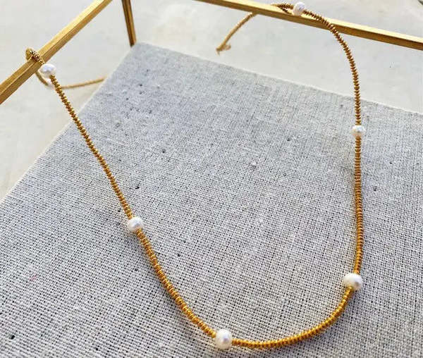 Shyla Cami Necklace Pearl and Gold Necklace