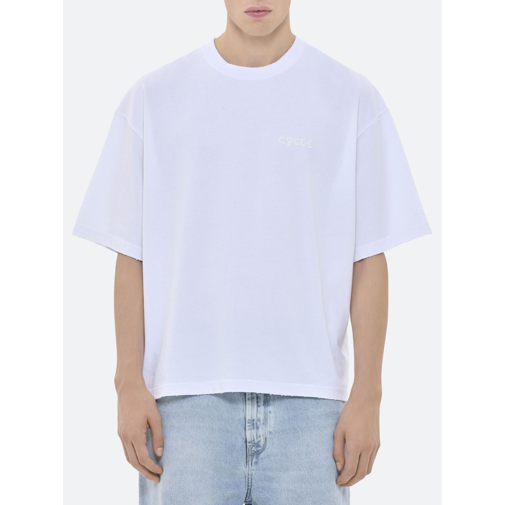 Tシャツ・カットソー CYCLE OVER PRINTED T-SHIRT WHITE DISTRESSED WASH (54899) CYCLE Over Printed T-Shirt White Distressed Wash - 01 BIANCO