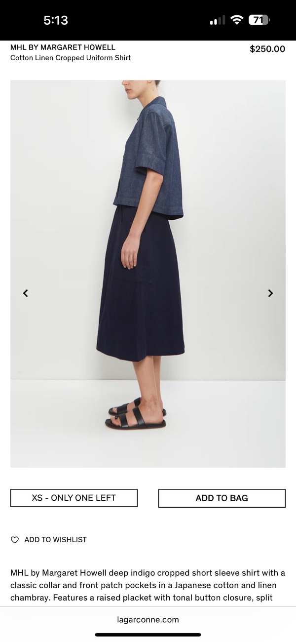 トップス MARGARET HOWELL 2023SS LINEN COTTON Margaret Howell Cotton Linen Cropped Uniform Shirt | Garmentory