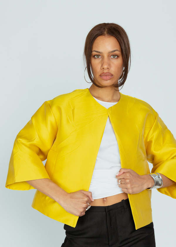 Odeeh Collarless Jacket - Lemon