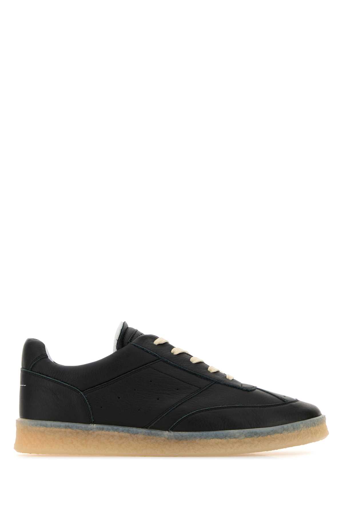 MM6 Maison Margiela Leather Sneakers - Black | Garmentory