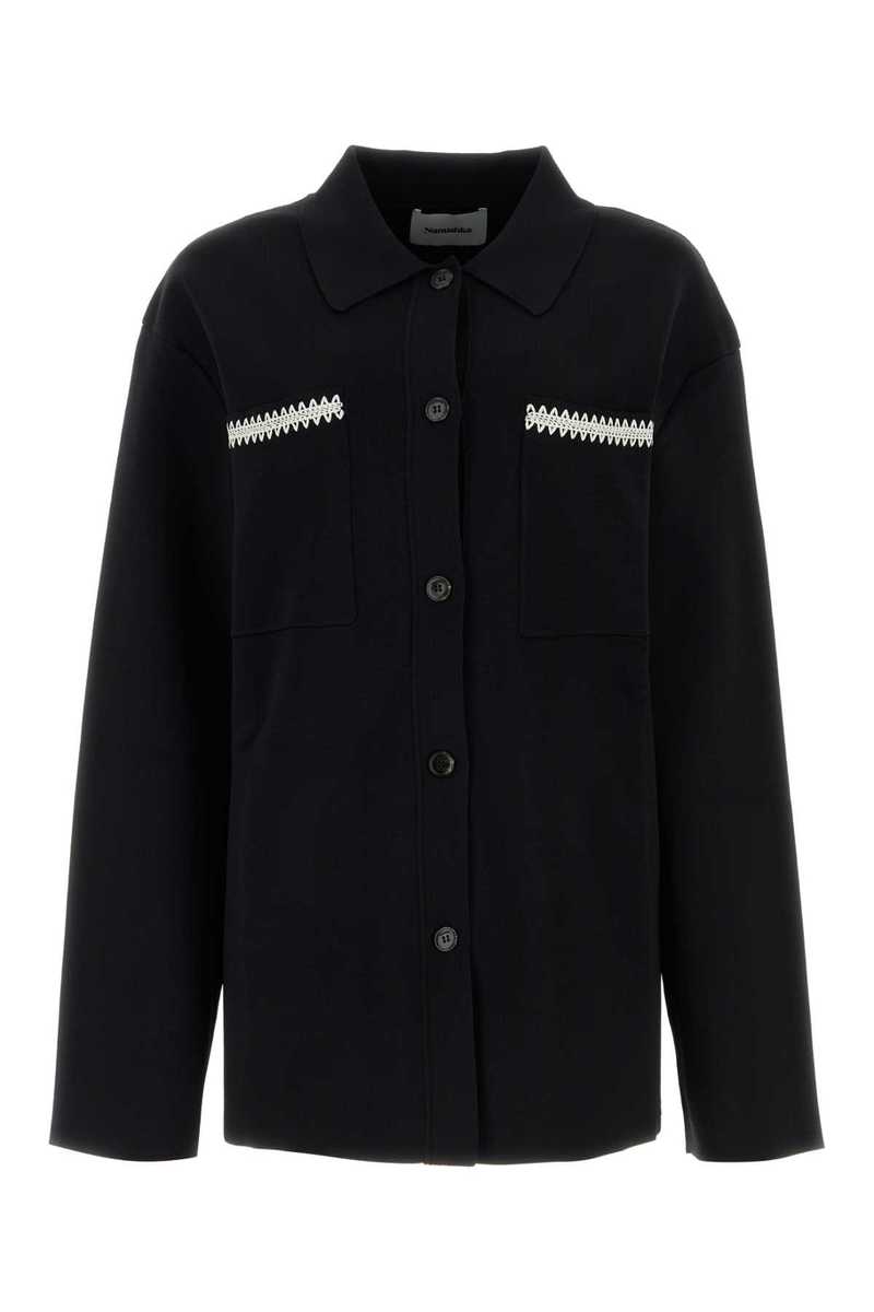 Tシャツ・カットソー nanushka Black stretch viscose blend shirt Nanushka Black Stretch Viscose Blend Shirt - Blackcreme