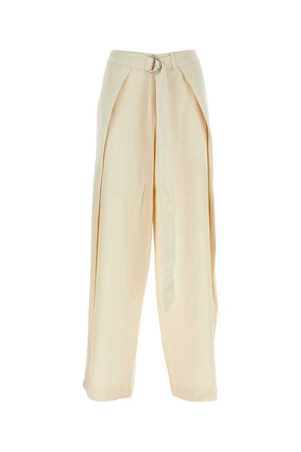 Ami Alexandre Mattiussi Viscose Blend Wide-Leg Pant - Ivory