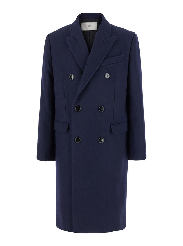 AMI Alexandre Mattiussi ウールコート ネイビー Ami Alexandre Mattiussi Double-Breasted Coat - Blue | Garmentory