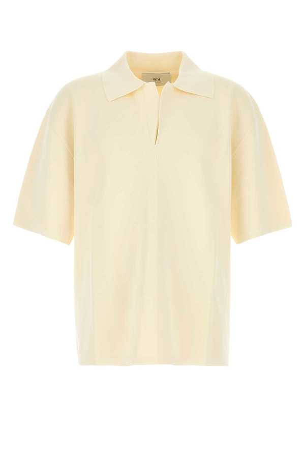 Ami Alexandre Mattiussi Cream Viscose Blend Oversize Polo Shirt - Whitecream