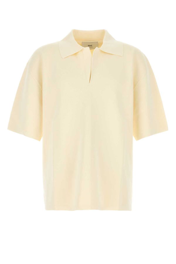 Ami Alexandre Mattiussi Cream Viscose Blend Oversize Polo Shirt - Whitecream