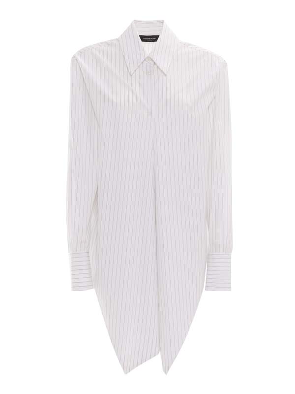 Fabiana Filippi Striped Popin Shirt With Crossed Front - White