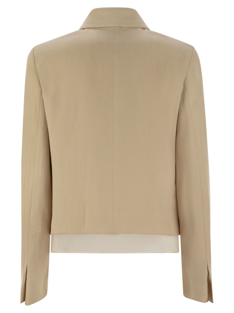 ジャケット FABIANA FILIPPI Wool and linen mat jacket (GCD265F314 1261) Fabiana Filippi Wool And Linen Mat Jacket - Beige | Garmentory