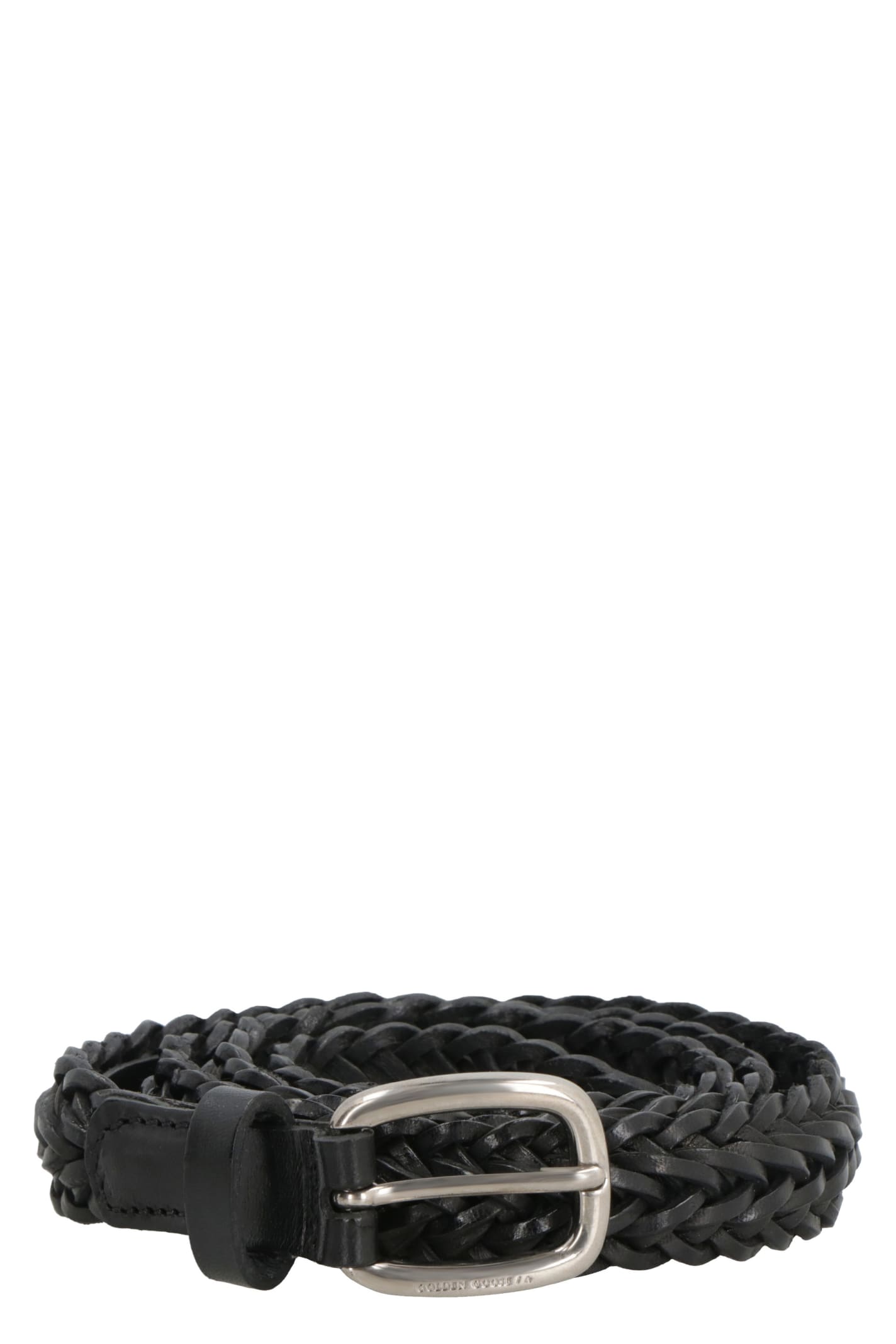 Golden Goose Houston Woven Leather Belt - Black | Garmentory display picture 1