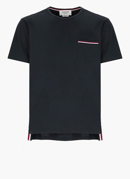 Tシャツ・カットソー THOM BROWNE LINEN STRIPED POCKET T-SHIRT Thom Browne Linen Striped Pocket T-shirt In Blue | ModeSens