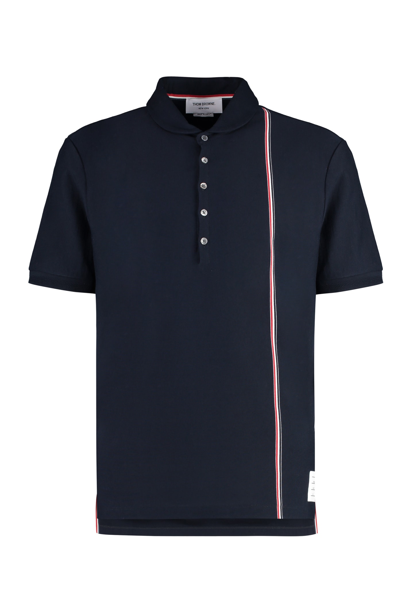 ■THOM BROWNE■ Short sleeve polo one piece navy FJD027A0005 Thom Browne Short Sleeve Cotton Polo Shirt | ShopSimon