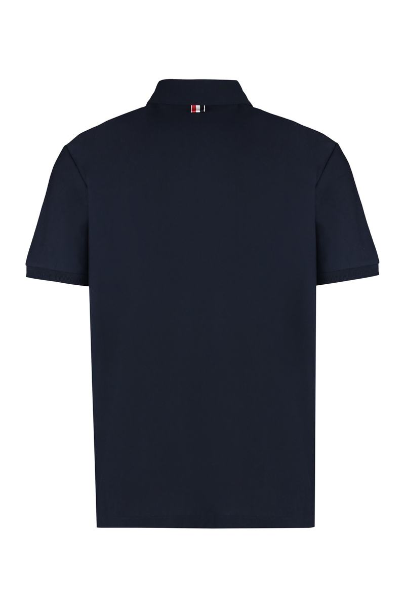 Thom Browne Short Sleeve Cotton Polo Shirt - Navy | Garmentory