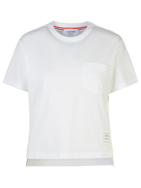 Tシャツ・カットソー THOM BROWNE MELANGE GREY COTTON T-SHIRT Thom Browne Melange Grey Cotton T-shirt - Lightgrey | Garmentory